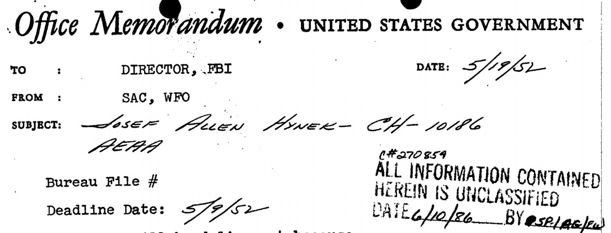 J. Allen Hynek, who consulted with the Air Force about reports of unidentified flying objects, was vetted by the FBI, whose files say agents were told he was “of good character.”