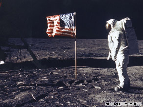 Hoax theorists also say Buzz Aldrin appears to be lit in this NASA image when he should be in shadow.