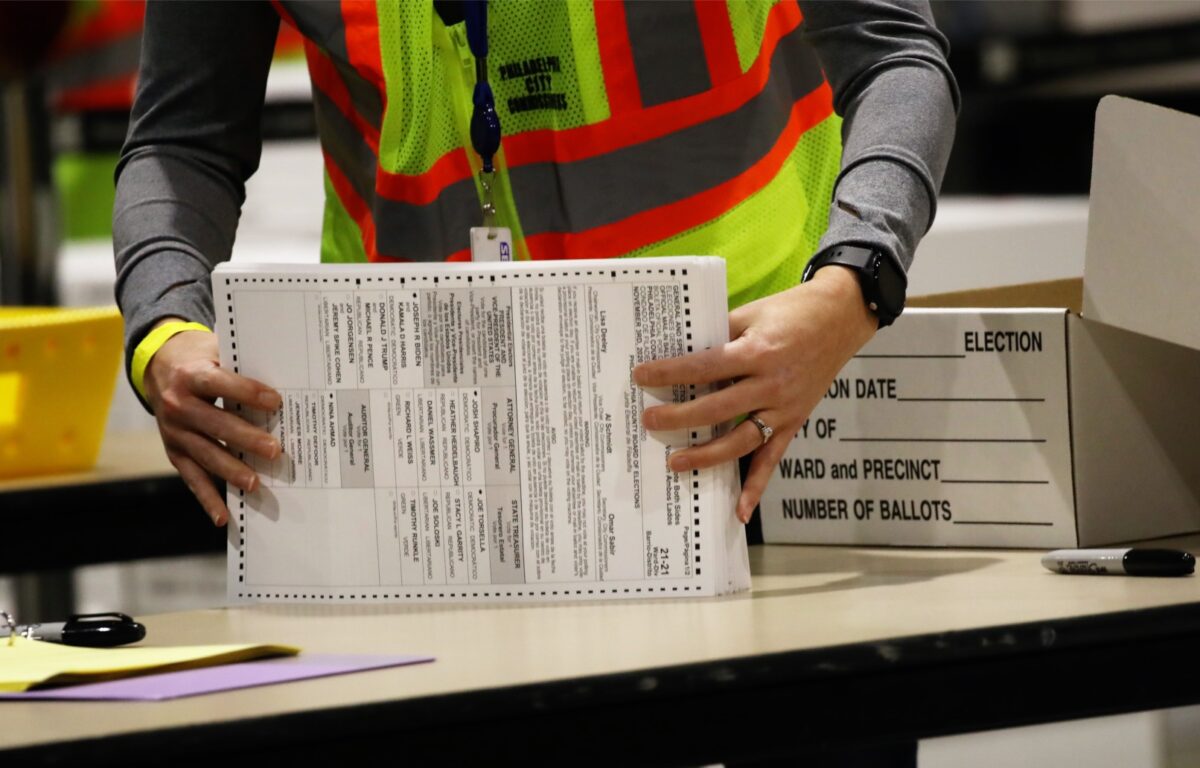 Election workers count ballots