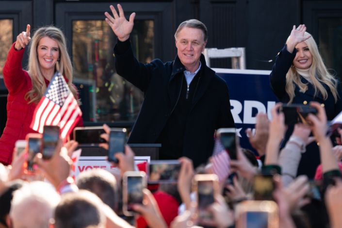 Ivanka Trump, right, Kelly Loeffler, left, and David Perdue