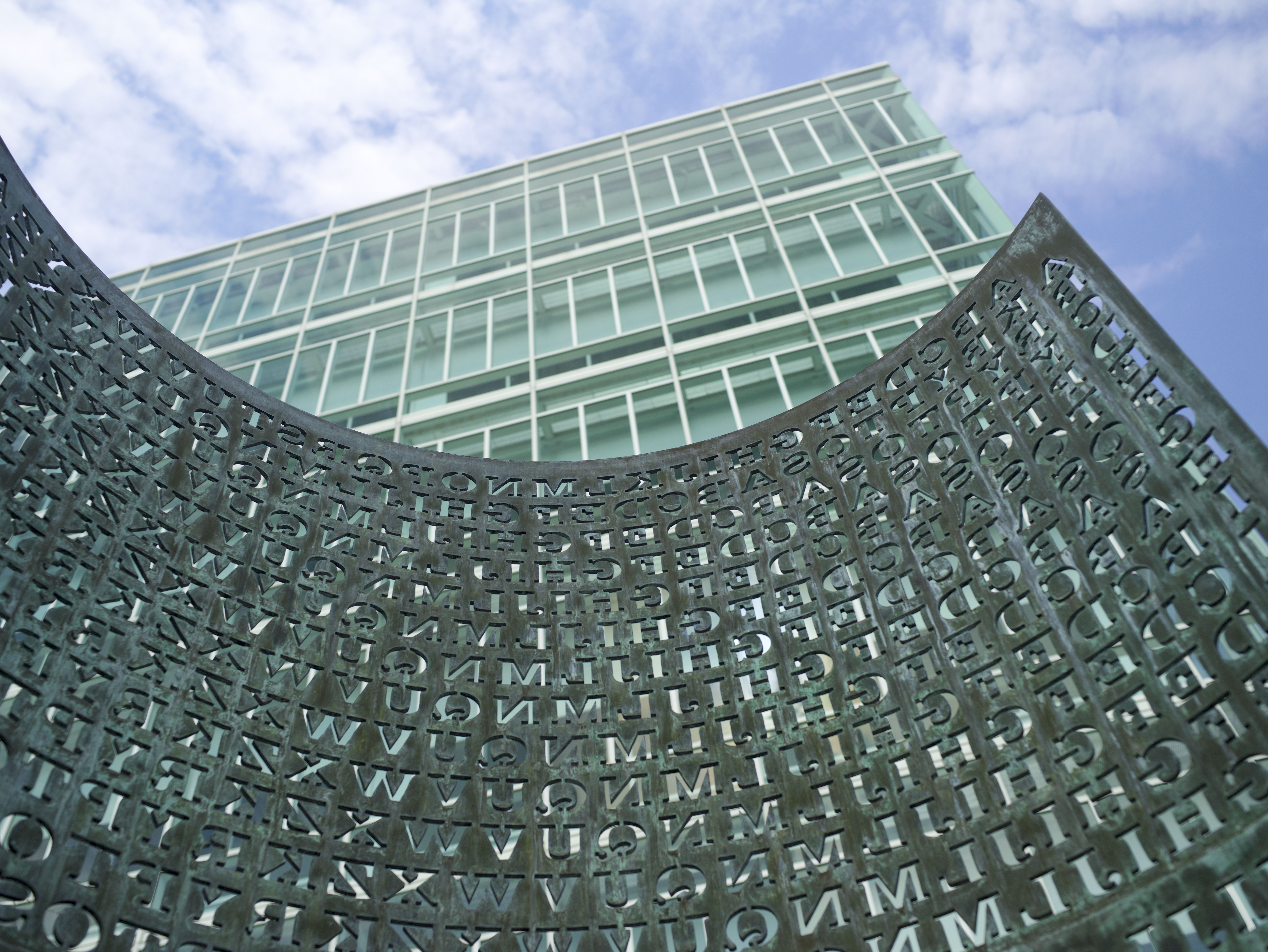 'Kryptos' is a sculpture by American artist Jim Sanborn located on the grounds of the CIA