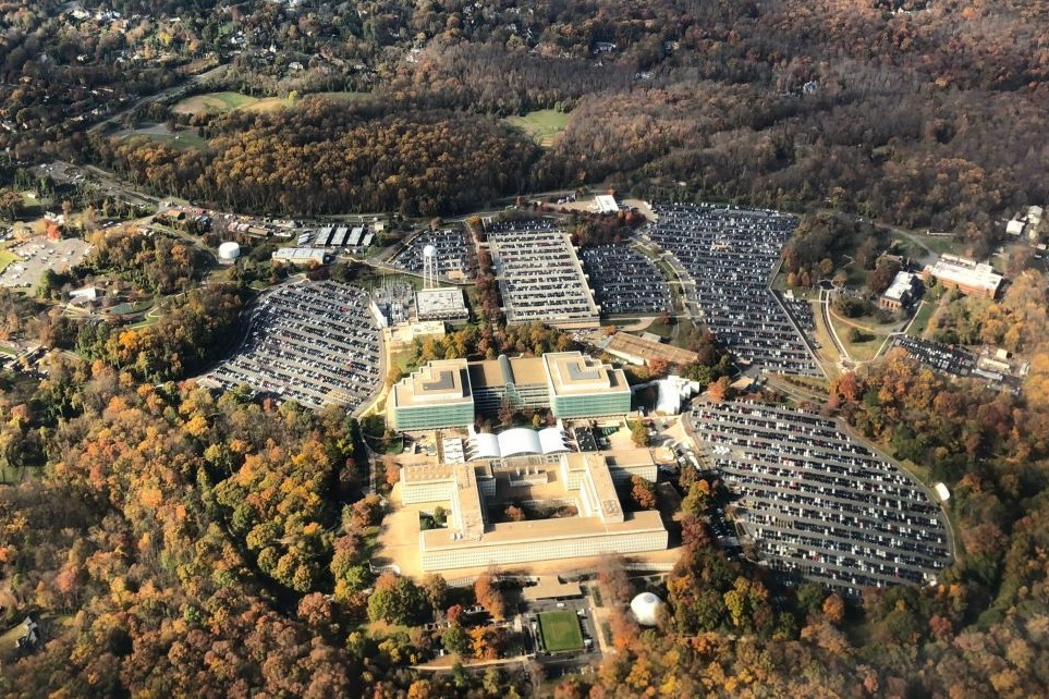 Aerial image of George Bush Centre for Intelligence - the headquarters of the Central Intelligence Agency