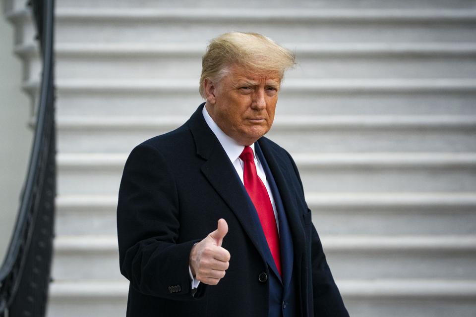 President Trump Departs The White House En Route To Army v Navy Football Game