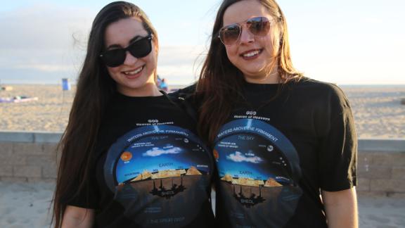 Two women at a Flat Earther meet-up in Orange County, California, in 2017.