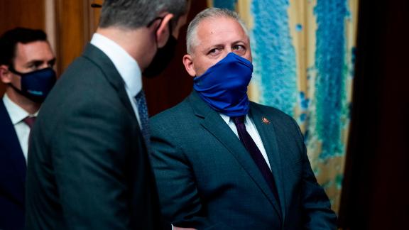 Then Rep. Denver Riggleman, of Virginia is seen with his Republican colleagues in September on Capitol Hill. 