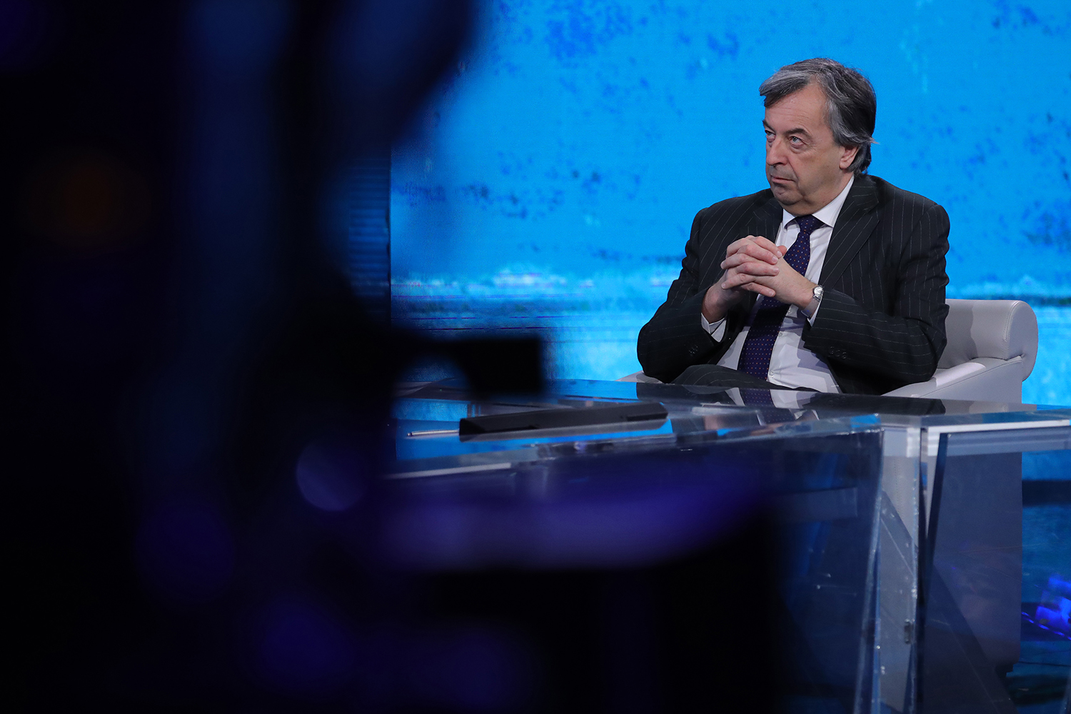 Burioni during a television appearance in Milan, Italy, on March 1, 2020.