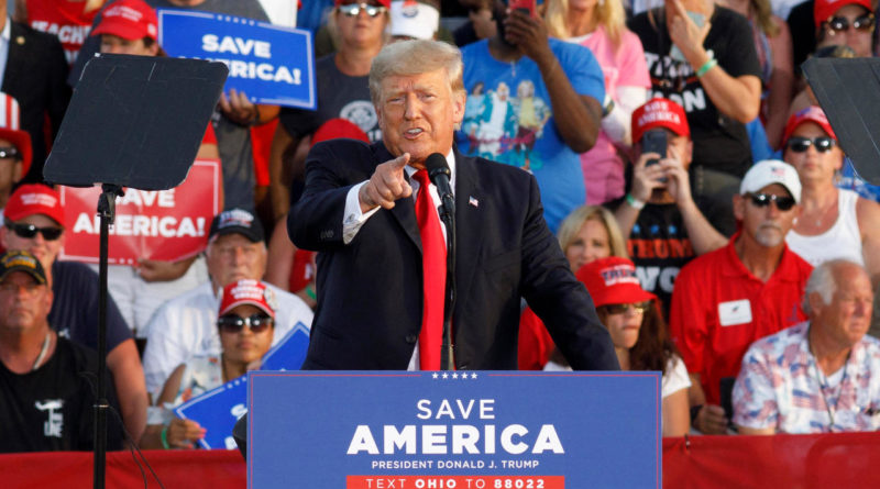 Trump repeats claim of election fraud at first large campaign-style rally since Biden inauguration