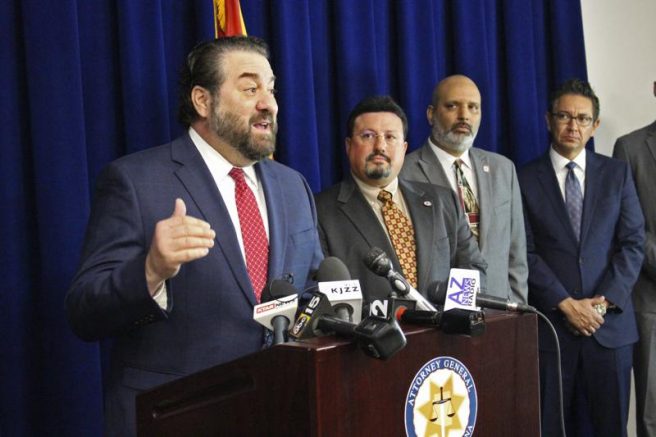  Arizona Attorney General Mark Brnovich speaks at a news conference in Phoenix. (AP Photo/Bob Christie,File)