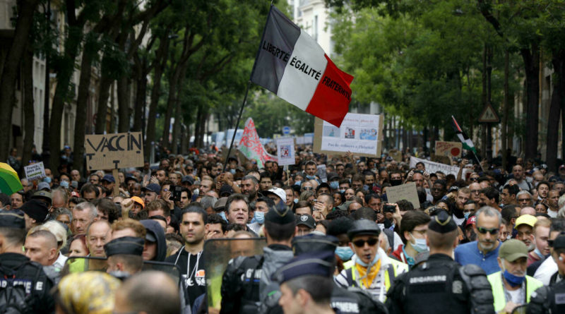 Conspiracy theories fuel French opposition to Covid-19 ‘health pass’