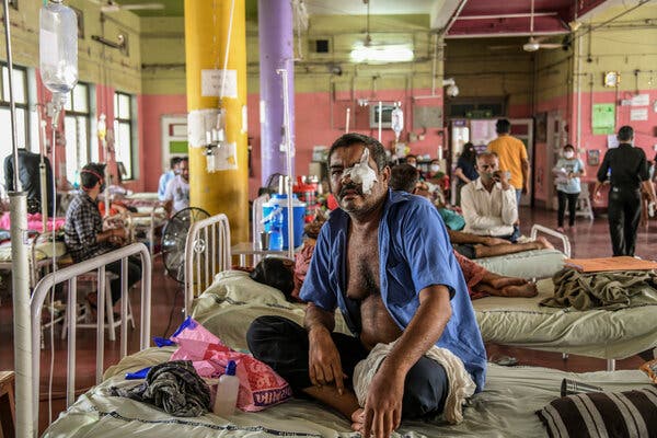 Patients in the mucormycosis ward at Ahmedabad Civil Hospital in Ahmedabad, India, last month.