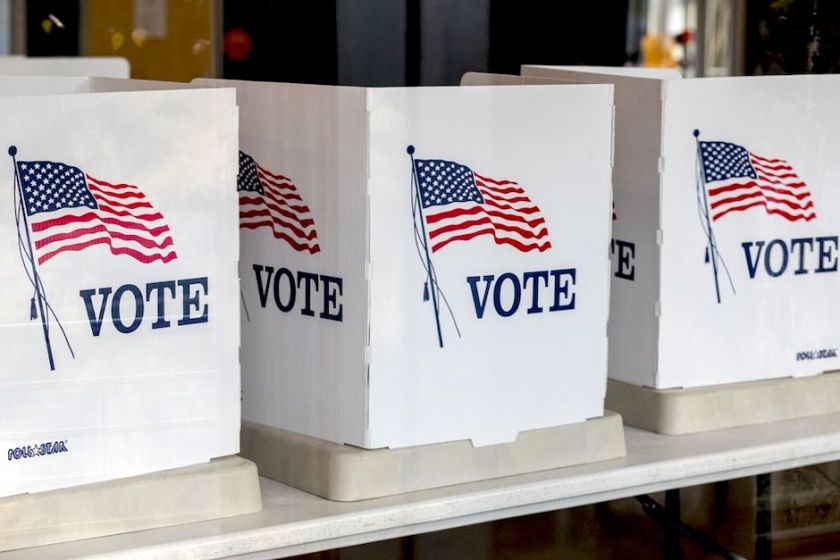 Voting booths in Kalamazoo, Mich.