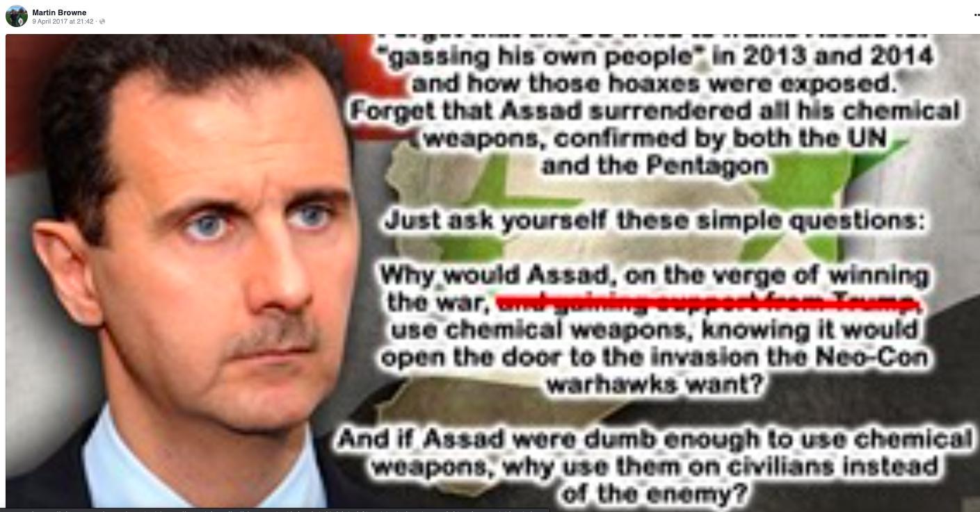 A post shared by Mr Browne about Assad