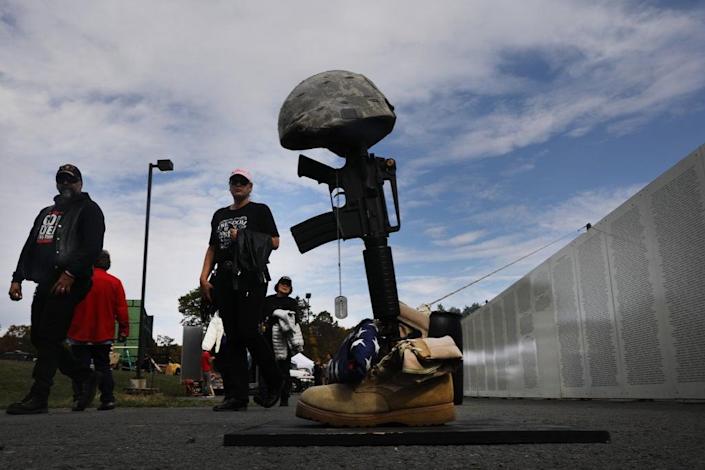 A gun is on display at a 2019 edition of an annual firearm event in rural Pennsylvania sponsored by a gun manufacturer and church that uses firearms in its worship practice (Getty Images)