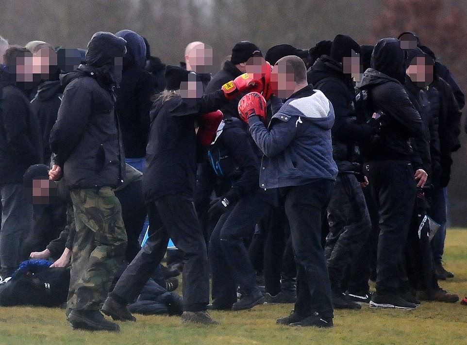 Around 100 activists were urged to ¿hit vaccine centres, schools, headteachers, colleges, councillors and directors of public health in every area¿. Pictured: the team takes part in training drills during the organised session at the park on Saturday