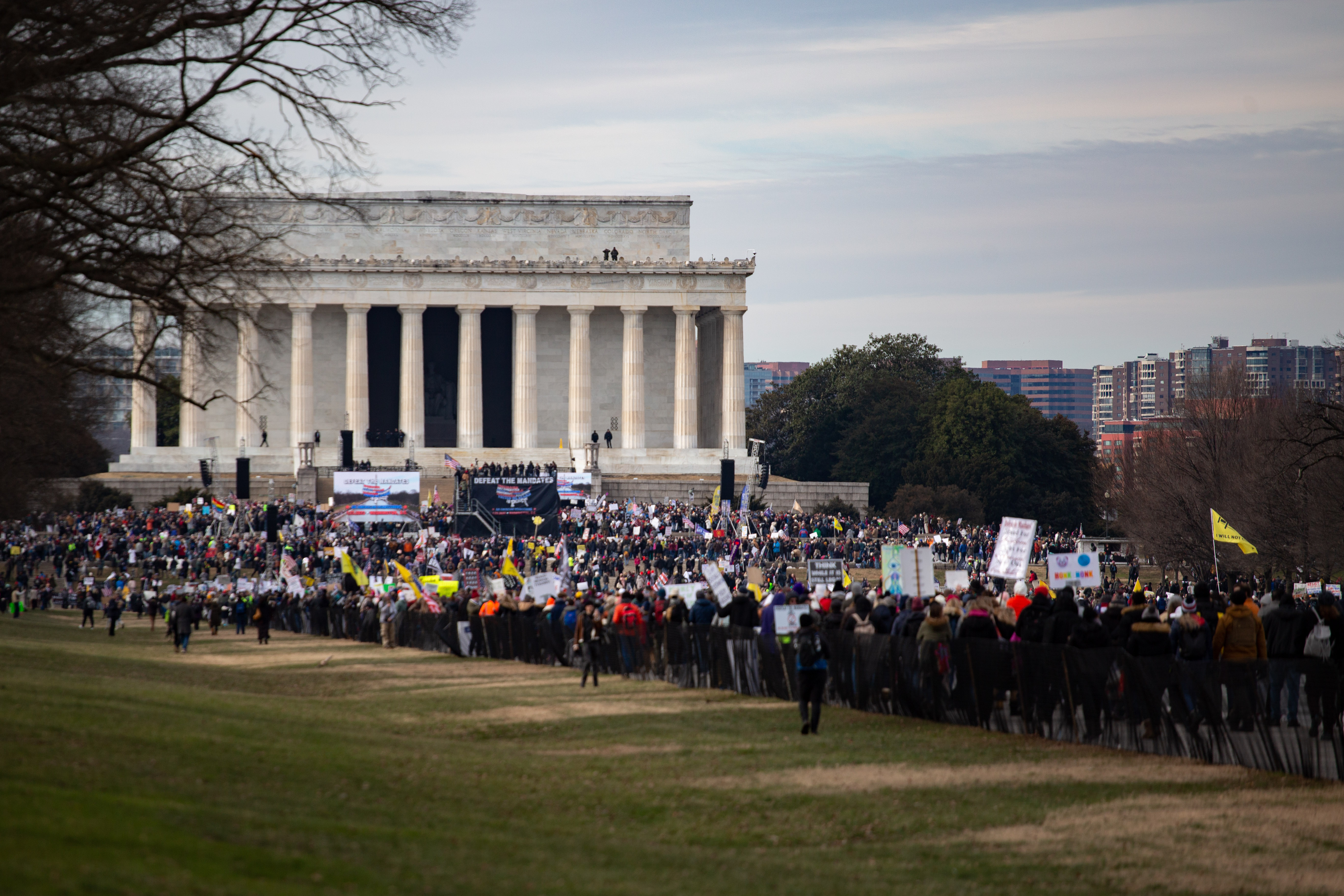 Thousands march in the Defeat the Mandates American Homecoming rally.