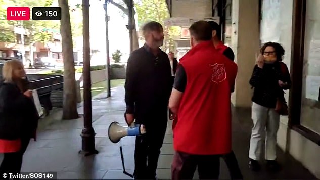 Incident: Richardson last made headlines in January when he screamed at Salvation Army staff and plastered hand-written signs on the storefront alongside a group of anti-vaxxers