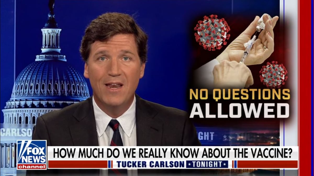 Tucker Carlson Falsely Claims the COVID Vaccine Is Killing People (Video)