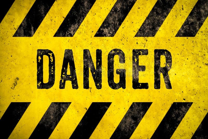 DANGER Warning Sign Word Text Yellow Black Stripes Concrete Wall Cement Texture Background. Danger Dangerous Warning Stock Image - Image of notice, incomplete: 129318369