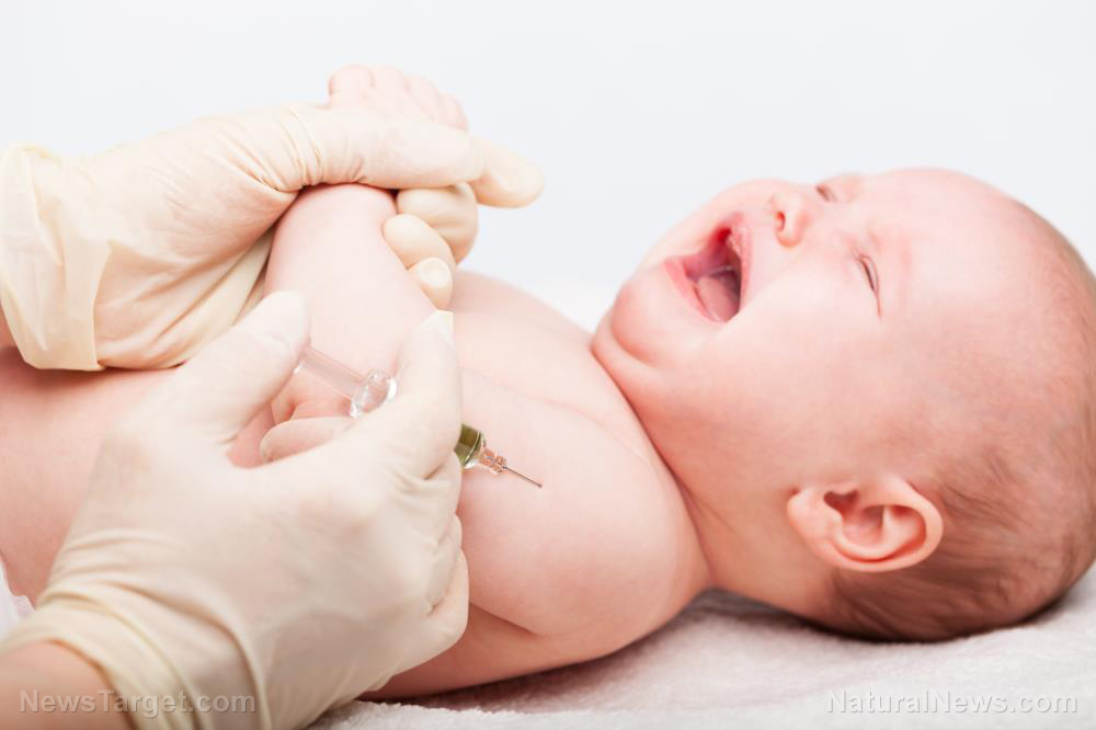 Image: Protesters plead with parents not to get their babies injected with COVID poison shots