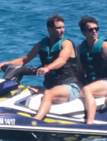 He was joined on a jet ski by a friend