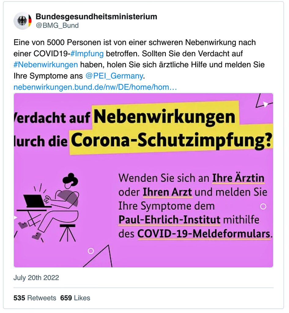 German Ministry of Health tweet