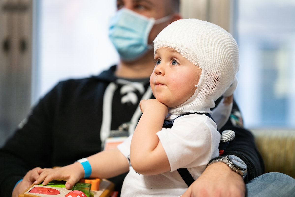 A Gillette patient gets ready for an EEG.