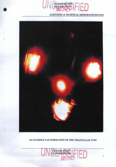 Pictures of a 'triangle' UFO published in the UK's top secret Project Condign