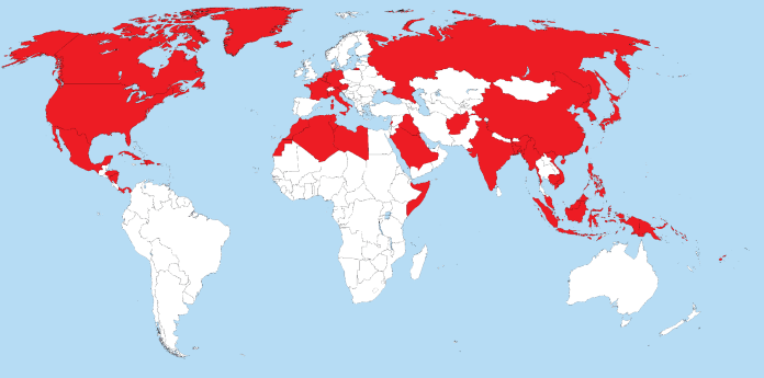 Map of countries the United States have fought in or occupied. Excludes airstrikes and special forces operations. [4500x2234] : r/MapPorn