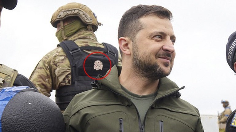 Zelensky guard appears to wear Nazi insignia. File source: Office of the President of Ukraine.