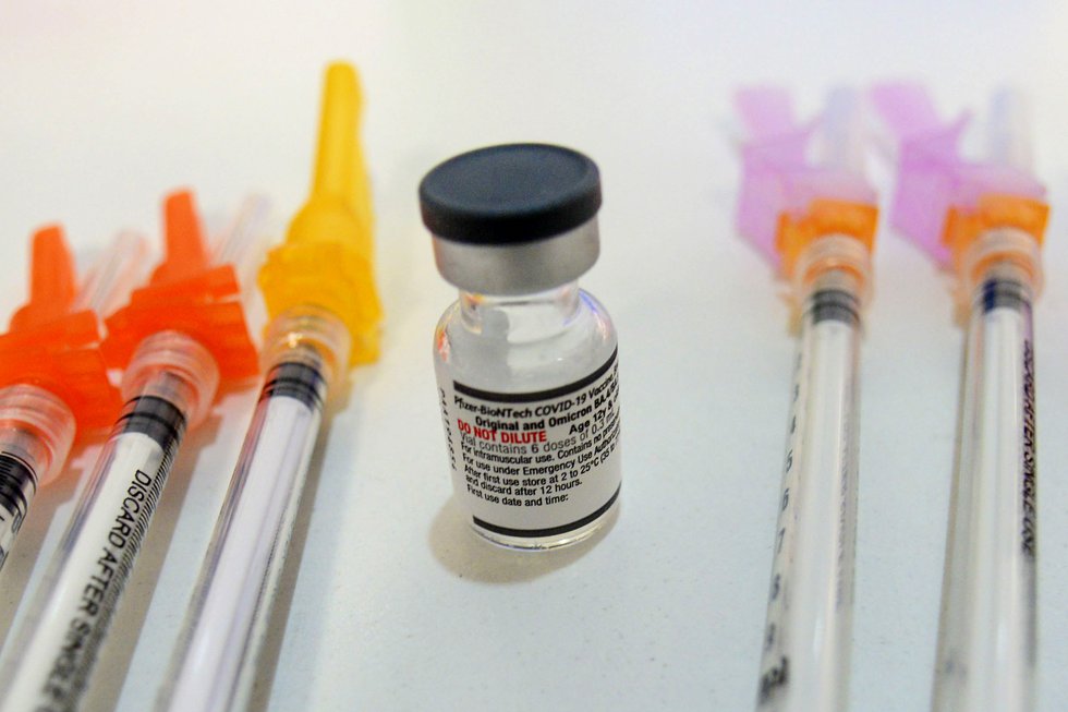 FILE - Booster shots of the Pfizer COVID-19 vaccine are displayed during a vaccine clinic in...