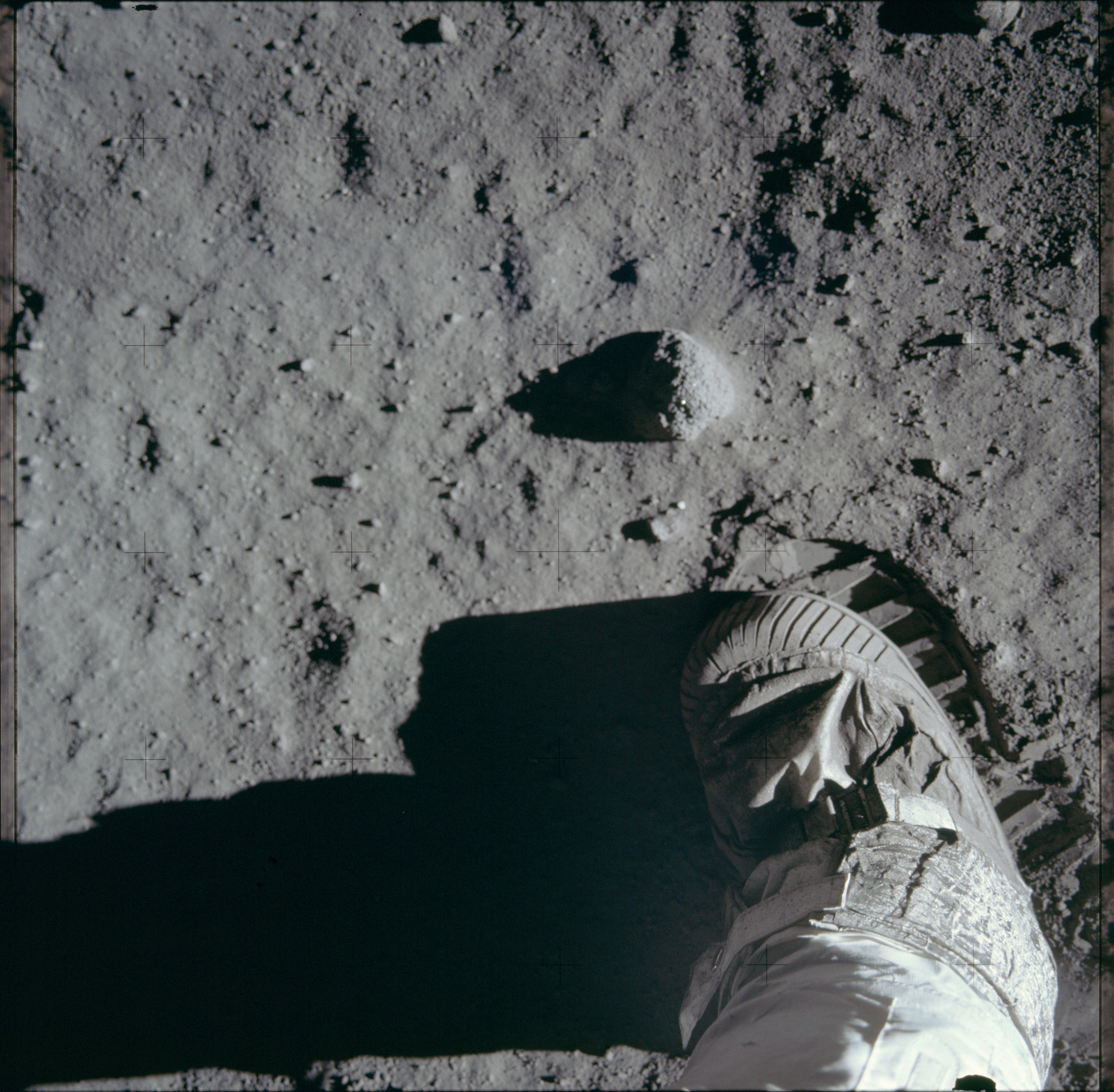 The astronauts left lots of footprints in the lunar soil