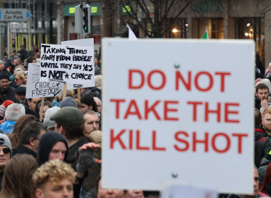 An anti-vaccine protest in Dublin in January this year