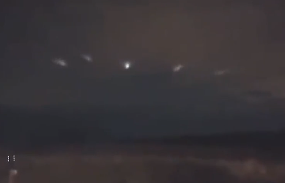 Footage showed mysterious bright white lights darting across the sky