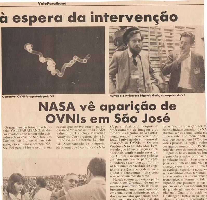 A newspaper report about the visit of UFO researcher James Hurtak to Brazil