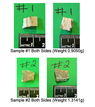 Metallic samples that were supposedly from the crash site were analyzed