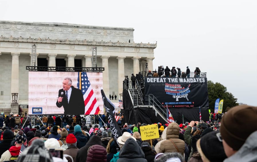 Robert F. Kennedy Jr. speaks at anti-vaccine rally