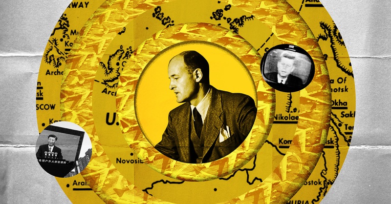 An illustration shows George Kennan, the father of Cold War containment strategy.