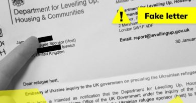 Letter telling male Ukrainian refugees in UK to visit embassy is fake