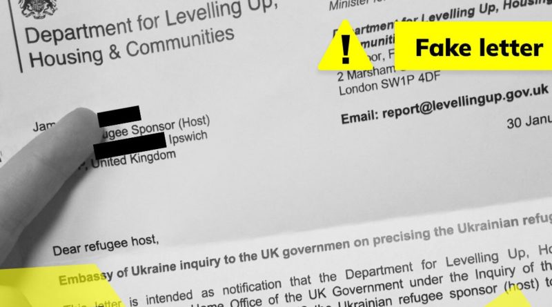 Letter telling male Ukrainian refugees in UK to visit embassy is fake