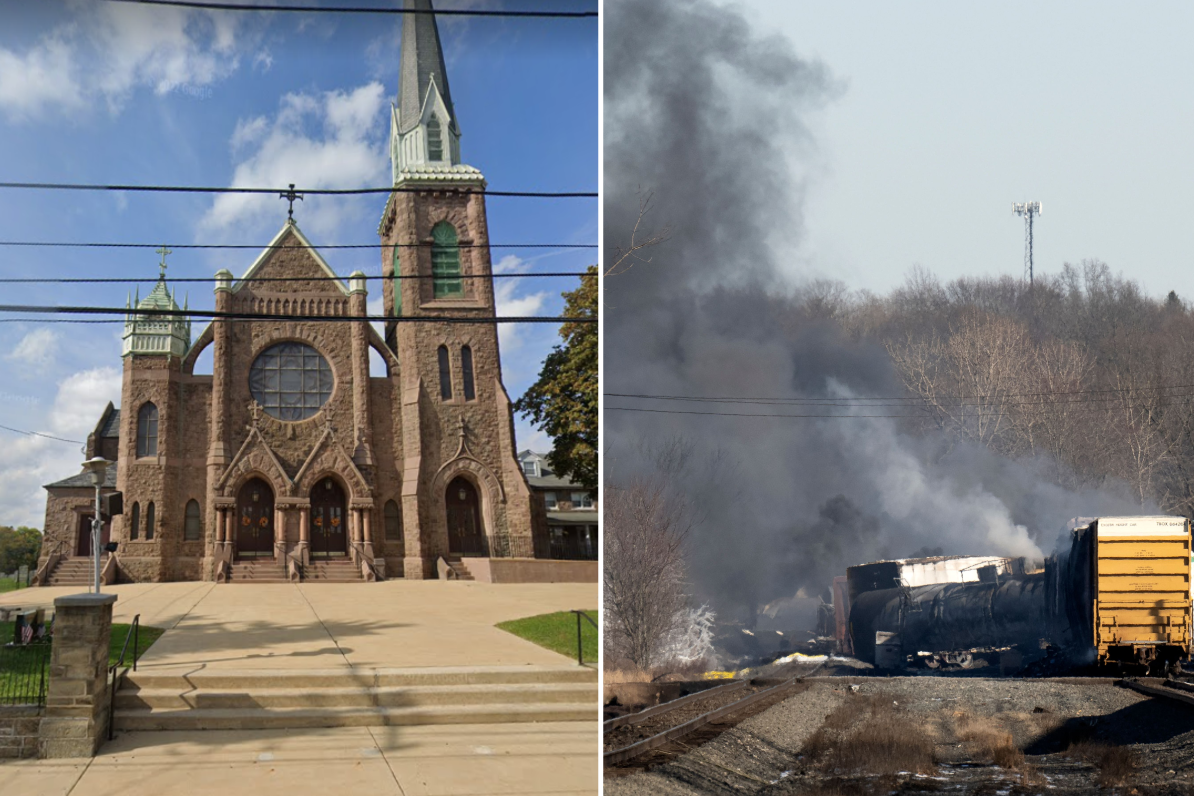 Philadelphia pipe bomb Ohio train derailment 