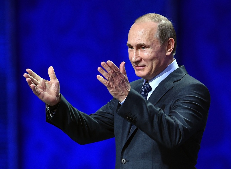 Vladimir Putin speaks during the Preliminary Draw of the 2018 FIFA World Cup in Russia at The Konstantin Palace on July 25, 2015 in Saint Petersburg, Russia.