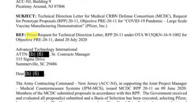 Part 2 of “Contracts for Crimes” – Pfizer’s ATI-MCDC Technical Direction Letter