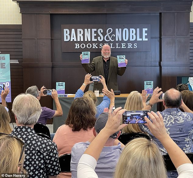 Harary (pictured promoting his memoir in 2022) shared that his mother told him that his father had seen 'something remarkable' at one of the vaults at Fort Monmouth, a former army installation in Monmouth County, New Jersey, but couldn't tell her about it