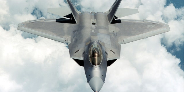 An F-22 Raptor.