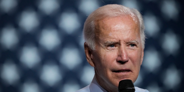 President Biden speaks at a DNC rally.