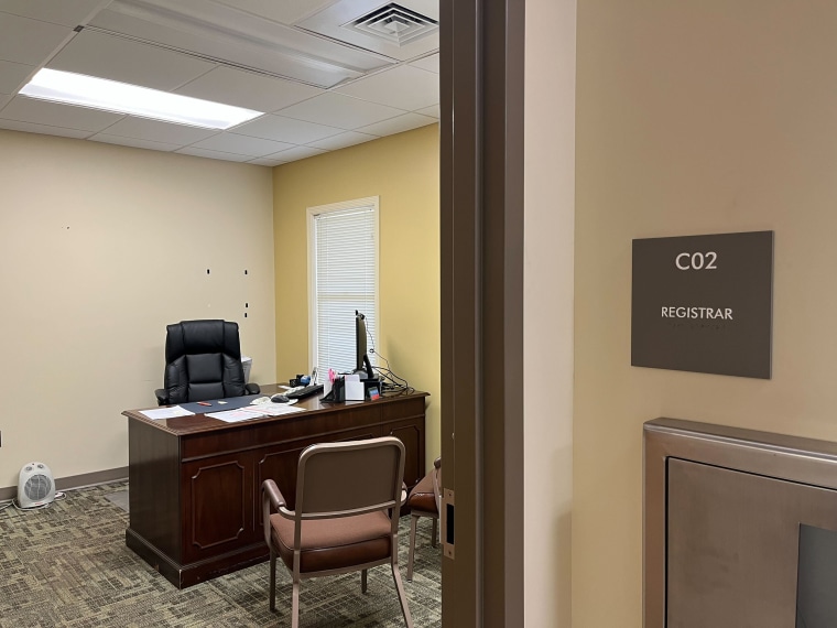 Lindsey Taylor's empty office at the Voter Registration and Elections Office.