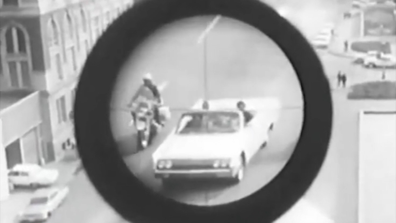 This image was taken during a secret service reenactment of the JFK assassination for the official investigation into the deadly shooting.