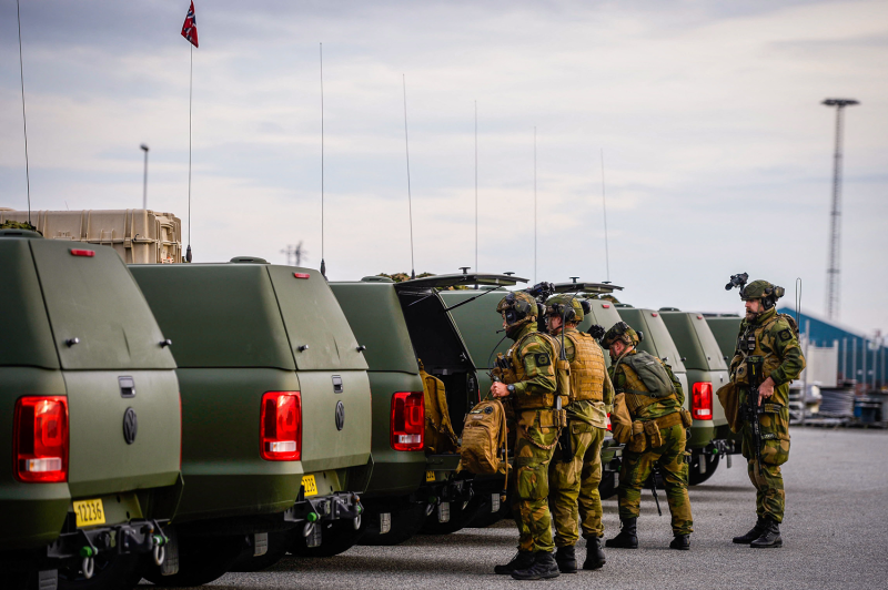 Norwegian Home Guard soldiers assist security at Norway’s Karsto gas processing plant.