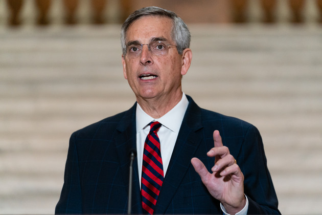 Georgia Secretary of State Brad Raffensperger speaks.