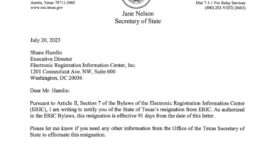 Texas resigns from national voter fraud prevention program